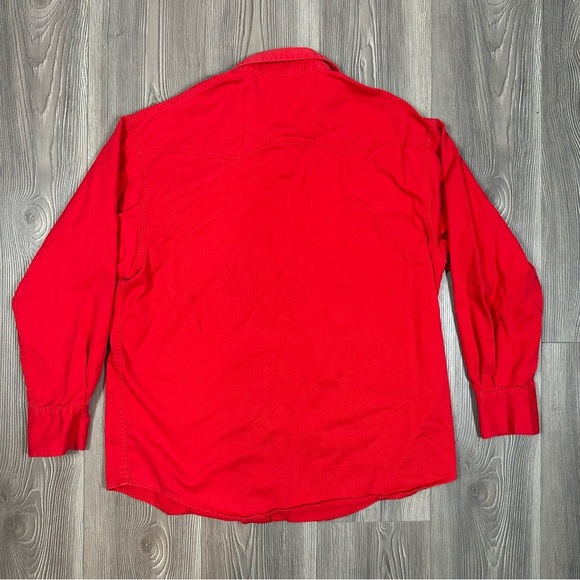 Clementine Red Cotton Western Button Down Long Sleeve Shirt Size M - Picture 4 of 7